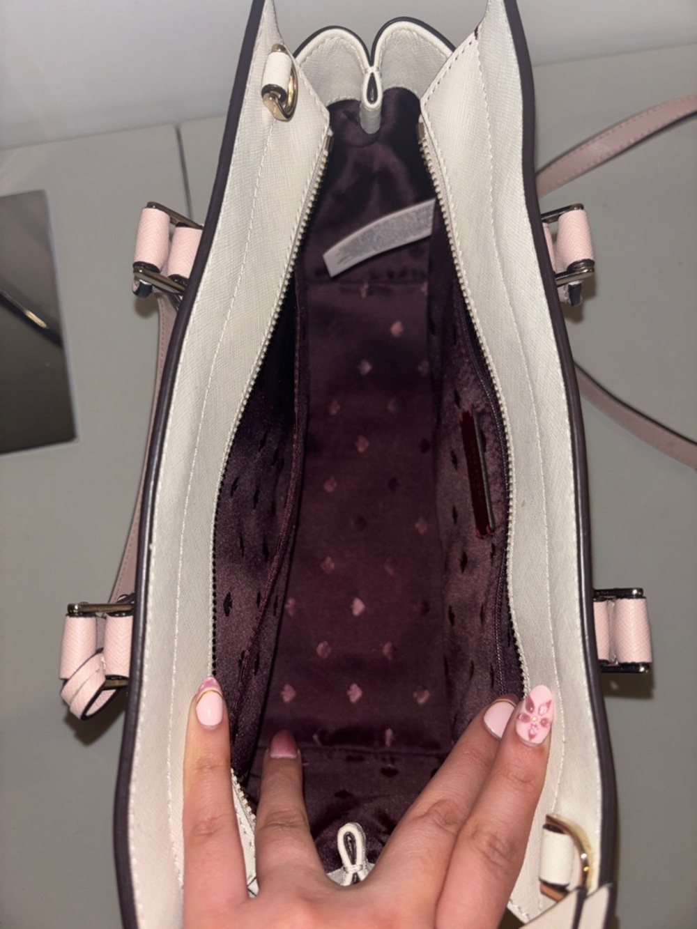 kate spade Colorblock Satchel in Burgundy, Blush & Cream - Picture 5 of 10